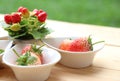 Freshness strawberry in the mini bowl decorate delicious fruit