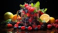 Freshness of summer berries in a healthy, fruity cocktail generated by AI Royalty Free Stock Photo