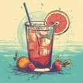 Freshness summer lemonade or mocktail with fruits. Generative AI.