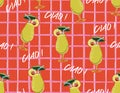 Freshness Summer cocktail on grid line Seamless pattern vector Illustration