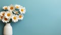 Freshness of summer daisy bouquet in blue vase generated by AI Royalty Free Stock Photo