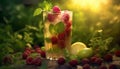 Freshness of summer in a fruity cocktail with mint leaf generated by AI Royalty Free Stock Photo