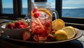 Freshness and summer in a glass, a fruity cocktail delight generated by AI Royalty Free Stock Photo