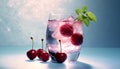 Freshness of summer in a glass, fruity cocktail with ice generated by AI Royalty Free Stock Photo