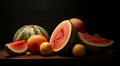 Freshness of summer juicy melon slice on a wooden table generated by AI Royalty Free Stock Photo