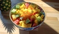 Freshness and sweetness in a bowl of fruit generated by AI