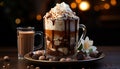 Freshness and sweetness in a gourmet chocolate coffee dessert generated by AI Royalty Free Stock Photo