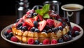 Freshness and sweetness on a homemade berry plate generated by AI Royalty Free Stock Photo