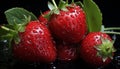 Freshness and sweetness in nature gourmet, juicy, vibrant strawberry snack generated by AI
