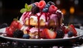 Freshness and sweetness on a plate, a berry gourmet indulgence generated by AI
