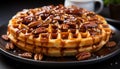 Freshness and sweetness on a plate, waffle stack with honey generated by AI Royalty Free Stock Photo