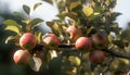 Freshness and sweetness of ripe apples in a beautiful orchard generated by AI