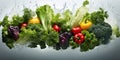Freshness Unleashed: Crisp Vegetables Amidst a Splash of Purity. AI generation