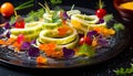 Freshness and variety on a colorful gourmet plate generated by AI