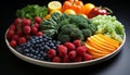 Freshness and variety in a healthy, vibrant, vegetarian fruit salad generated by AI