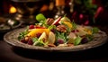 Freshness and variety on a plate, a healthy gourmet salad generated by AI Royalty Free Stock Photo