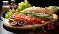 Freshness and variety on a wooden table healthy eating feast generated by AI Royalty Free Stock Photo