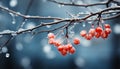 Freshness of winter close up of frozen berry on branch generated by AI Royalty Free Stock Photo