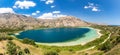 Freshwater lake in village Kavros in Crete island, Greece. Magical turquoise waters, lagoons.