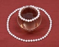 Freshwater white pearl necklace and crystal ball