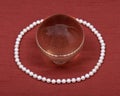 Freshwater white pearl necklace and crystal ball