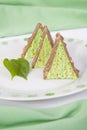 Fresly baked triangular pistachio nut cake pieces