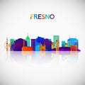 Fresno skyline silhouette in colorful geometric style. Royalty Free Stock Photo