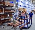 FRESNO, UNITED STATES - Jun 16, 2020: Lowes Customers getting wood wearing Masks