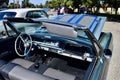 Black and gray leather Interior of 1965 Chevy Convertible Impala at car show in Ca 2021 Royalty Free Stock Photo