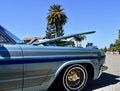 Blue custom colored 1965 Chevy Impala Convertible at car show in Ca. 2021 Royalty Free Stock Photo
