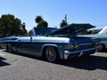 A blue and green colored 1965 Chevy Impala at car show in Ca. 2021 Royalty Free Stock Photo