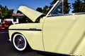 Closeup of Classic 1949 Origin Special Yellow-colored Deluxe Plymouth Convertible Pale