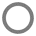 Greek fret ornament, circle frame with seamless meander pattern