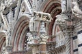 Fretwork and sculptures decorating Western facade of Siena Cathedral