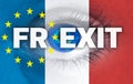 Frexit eye looks through France flag