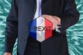Frexit french elections and eu flag and a business man Royalty Free Stock Photo