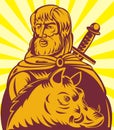 Frey Norse god sword and boar Royalty Free Stock Photo