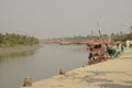 Frezergunj Fishing Harbor creek full of docked fishing trawlers at Frezargunj, West Bengal, India