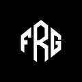 FRG letter logo design with polygon shape. FRG polygon and cube shape logo design. FRG hexagon vector logo template white and Royalty Free Stock Photo
