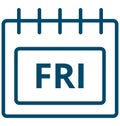 Fri, friday Special Event day Vector icon that can be easily modified or edit. Royalty Free Stock Photo