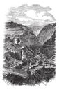 Fribourg or Freiburg im Uechtland in Switzerland vintage engraving