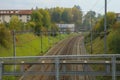 fribourg,switzerland-October 23,2019: The trainway in city at fribourg,switzerland Royalty Free Stock Photo