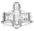 Friction clutch cut along the axis of the pulley, vintage engraving