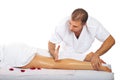 Friction massage to woman's leg Royalty Free Stock Photo