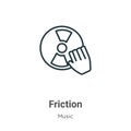 Friction outline vector icon. Thin line black friction icon, flat vector simple element illustration from editable music concept