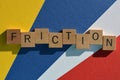 Friction, word in 3d wood letters