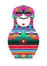 Frida Kahlo Matrioska Style, vector isolated