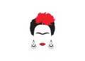 Frida Kahlo minimalist portrait with earrings and flowers