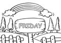 Friday coloring page with rainbow Royalty Free Stock Photo