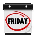 Friday Day Wall Calendar Reminder Weekend Plan Word Royalty Free Stock Photo